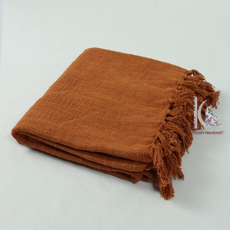 Cotton Sofa Throw 50 x 70 Inches Handmade Throw Cotton Color Brown Soft Cotton Pack of 1 R-DYTH00001