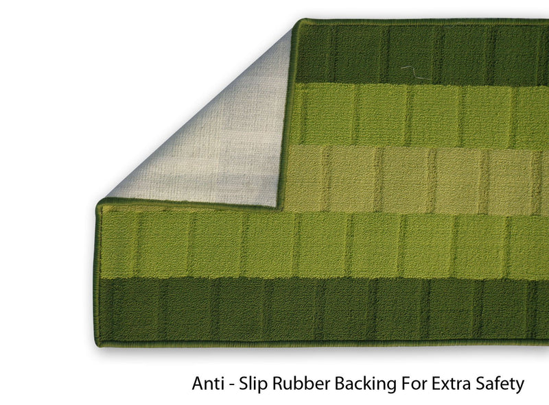 Status Interieur Anti Skid Washable Micro Polyester Luxury Floor Door Mat Runner, Combo Set of 2 Pcs (Green.)