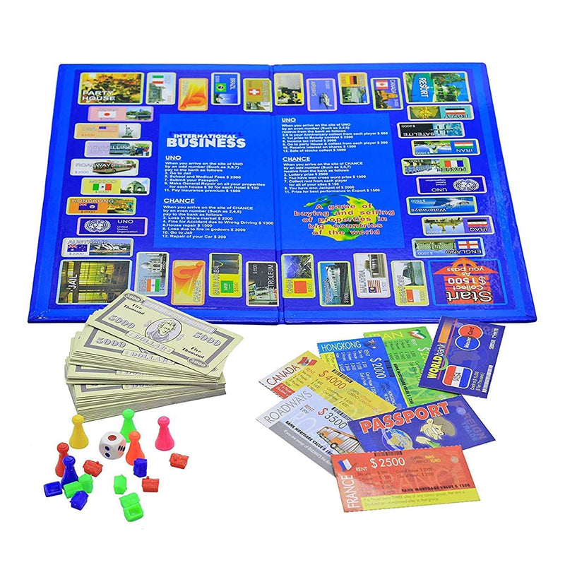 Fun4You International Business Game - Exciting Indoor/Outdoor Folding Board Game for Kids & Adults for Portable Play, Ideal Gift, Educational & Entertaining Family Fun (Pack of 1)