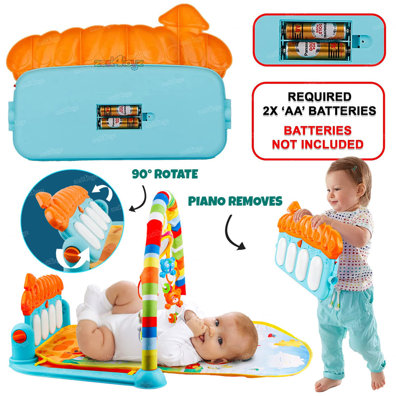 Zest 4 Toyz Baby Play Mat Gym & Fitness Rack with Hanging Rattles Lights & Musical Keyboard Mat Piano Multi-Function (Made in India)