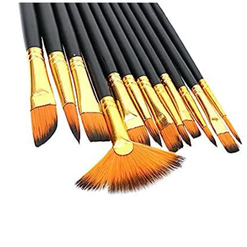 Twizzle Art Brush Set for Artists, Painting Brushes Set of 12 Professional Round Pointed Tip Nylon Hair Artist Acrylic Paint Brush for Acrylic/Water Colour/Oil Painting