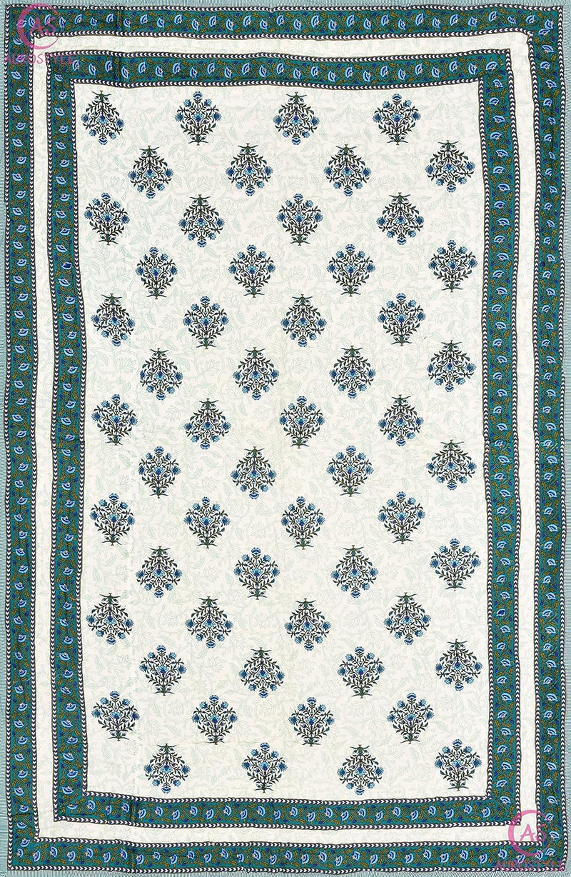 LushHavenDecor 400 TC Pure Cotton Traditional Jaipuri Design Printed Light Weight Single Bed Quilt/Razai/Rajai - (Single Bed- 85 x 55 Inches)