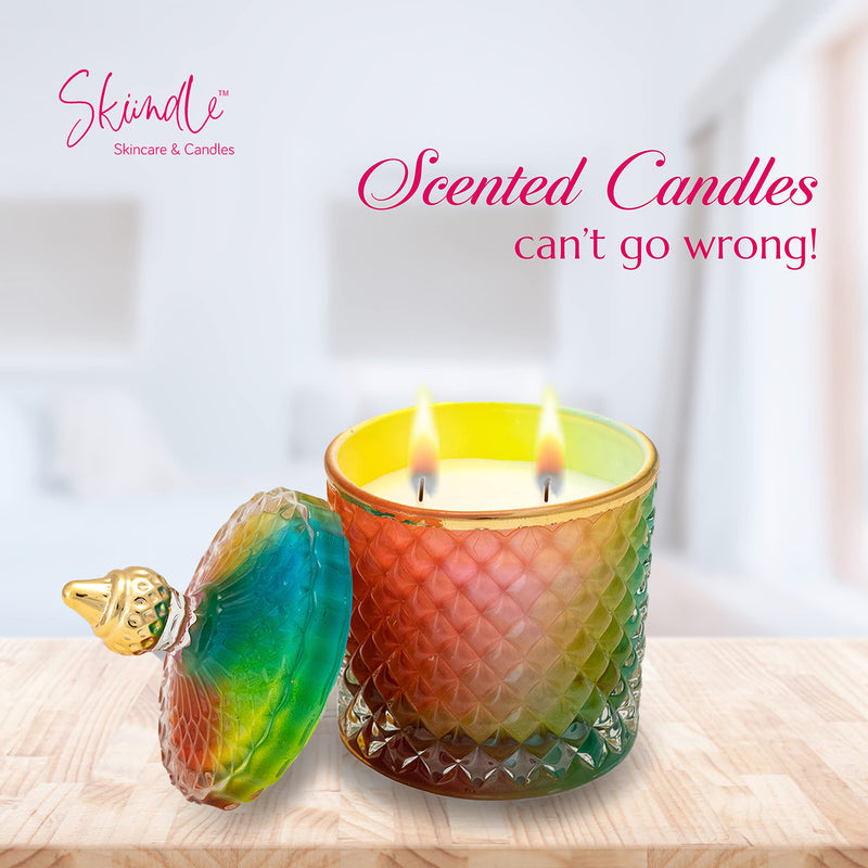 Skiindle Oudh Fragrance Candle - Infused with The Exotic, Luxurious Scent of Oudh - 100% Natural Soy Wax, Long-Lasting Scent, Aromatherapy - Perfect for Home, Spa, and Meditation