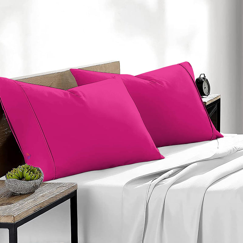 Pillow Covers Standard Size 17X27 Inches, Set of 2 Hotel Quality Microfiber Fabric Light Weight Soft & Breathable, Standard Size Pillow Cover 17x27 - Hot Pink