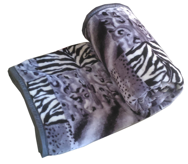 Global Home Microfiber Tiger Print Blanket for Winter Single Bed (Grey)