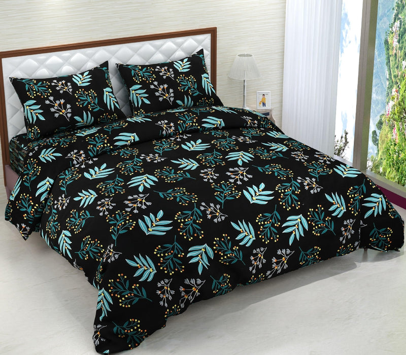 Soniasaa Prime Collection Pack of 1 Double Bedsheet with 2 Free Pillow Covers 218 TC Soft Cotton-Blend 228 x 228 Cm Double Bedsheet for Double Bed Color Black