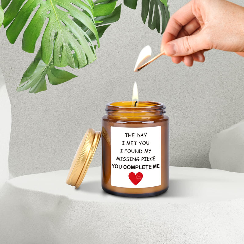 The Day I Met You I Found My Missing Piece, Valentine's Day Wedding Romantic Marriage Gifts for Wife from Husband, Wife Birthday Christmas Gifts, Lavander Scented Candles