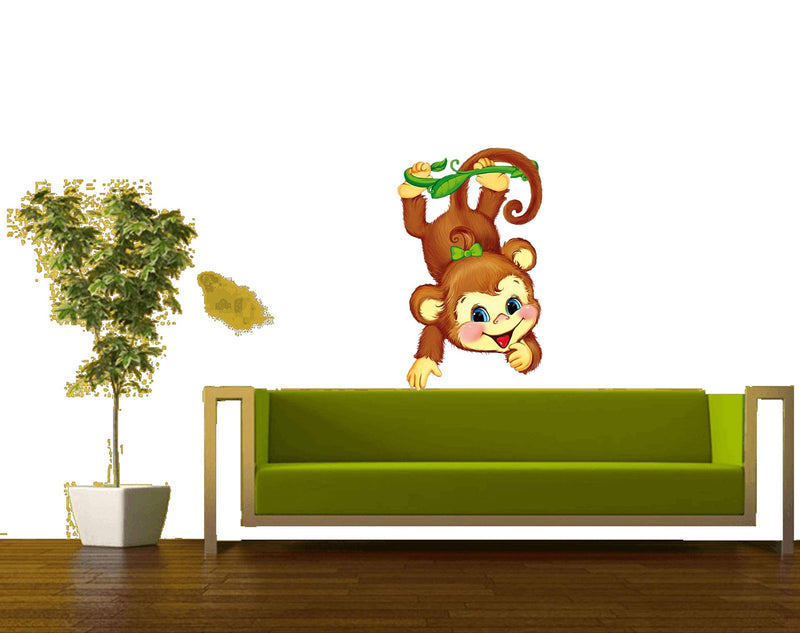 Sticker Hub Home Decor Monkey Hanging Below The Branch Wall Stickers for Living Room, Bedroom, Office (45 X 27 cm) AS01