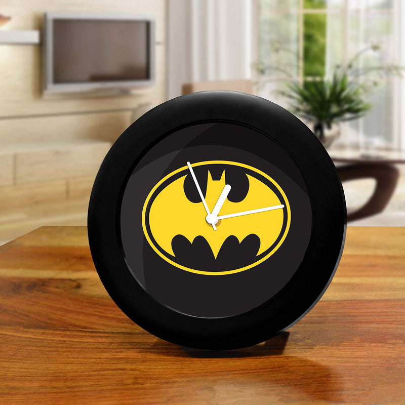 MCSID RAZZ Official DC Comics Batman Plastic Table Clock Set, Licensed by Warner Bros (Black)