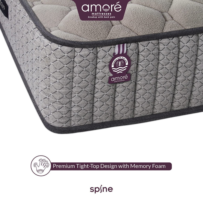 Amore Spine Memory Foam 8 Inch King High Resilience (HR), Rebonded Foam Orthopedic Mattress 84x72x8