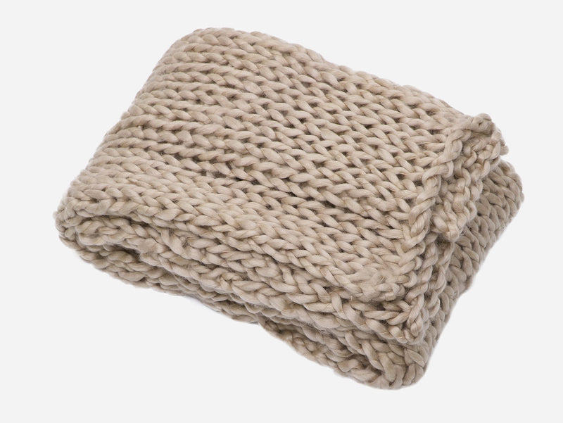 THE HOME TALK Beautifully Knitted and Textured Blanket | Very Soft and Premium Wool | Snuggle up Any time in This Luxurious All-Season Blanket | Lightweight Cozy Blankets (Taupe, 50X70 inches)