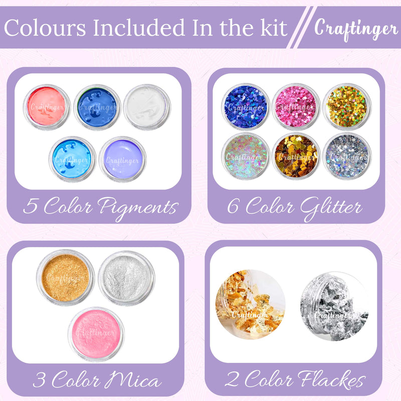 Craftinger DIY Resin Art Kit with 200 Gm Resin and Coasters Alphabet Keychain Making Kit with Pigment Glitter Mica and More