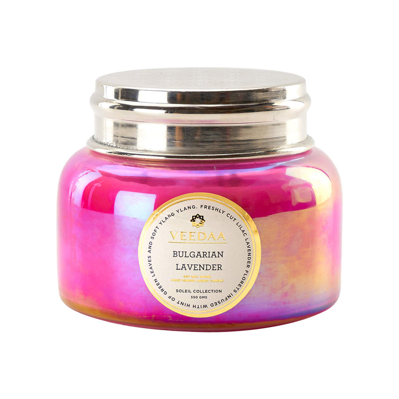 VEEDAA Bulgarian Lavender Macaron Glass Soy Scented Candle (Burns 65 hours)