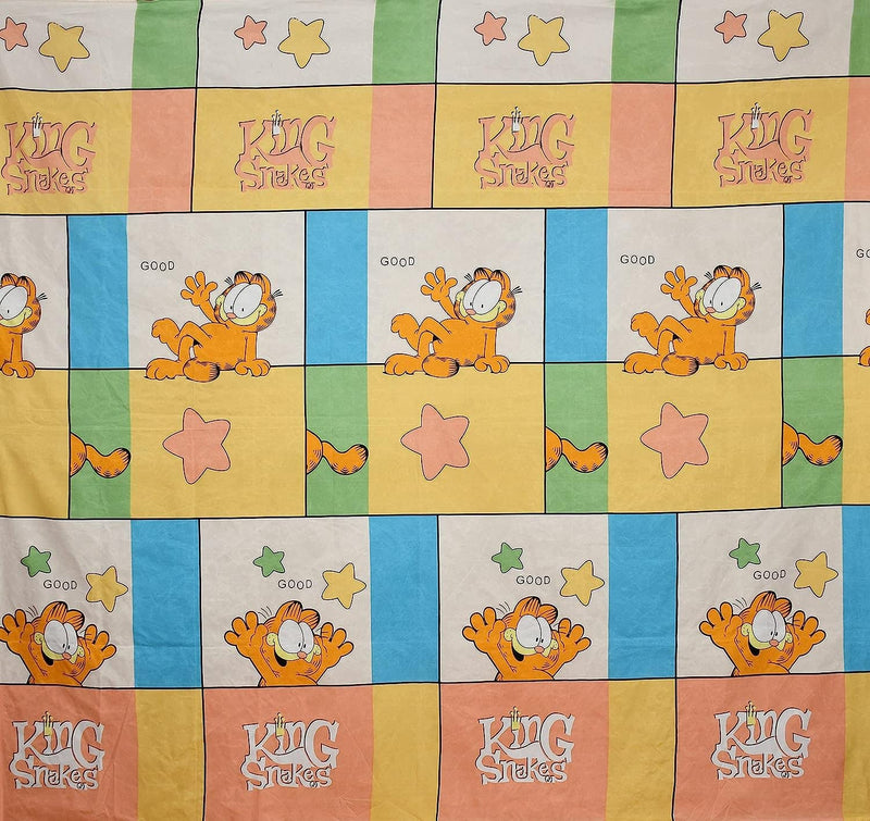 Mosho 180 TC Glace Cotton BedSheet for Double Bed 72x78x7 Inch Kids Cartoon Print Elastic Fitted (Orange Garfield)