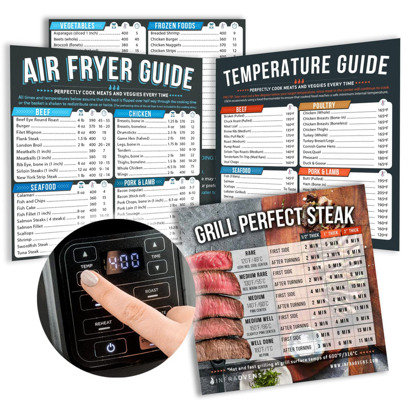 Air Fryer Cheat Sheet Cooking Times Chart Magnet Accessories for Refrigerator + Airfryer Baking & Grilling Cook books and Kitchen Magnetic Fridge Food Temperature Guide for Quick Reference