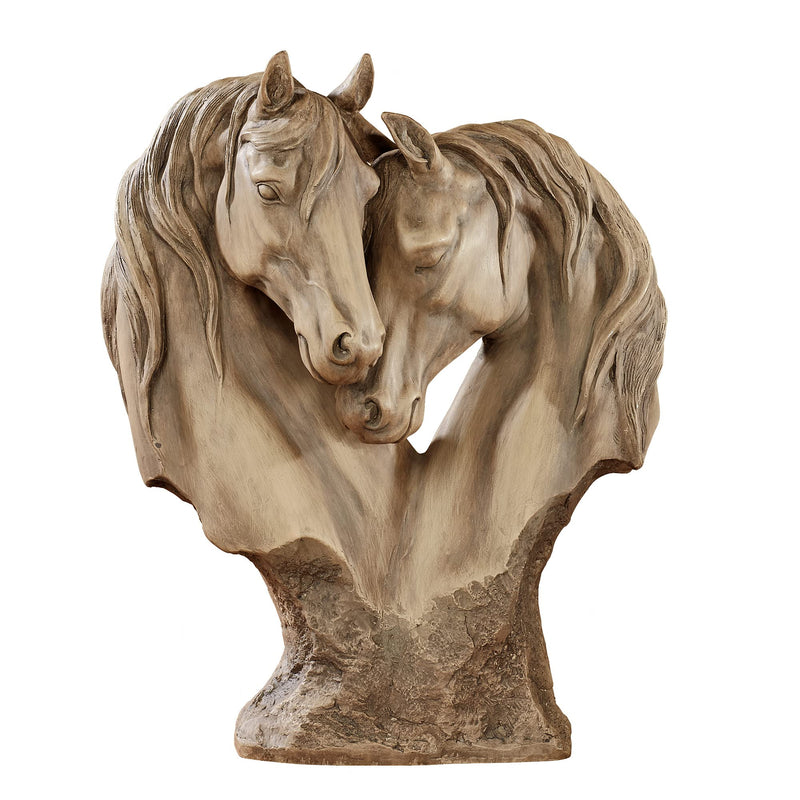 Touch of Class Loving Horses Table Sculpture Tan