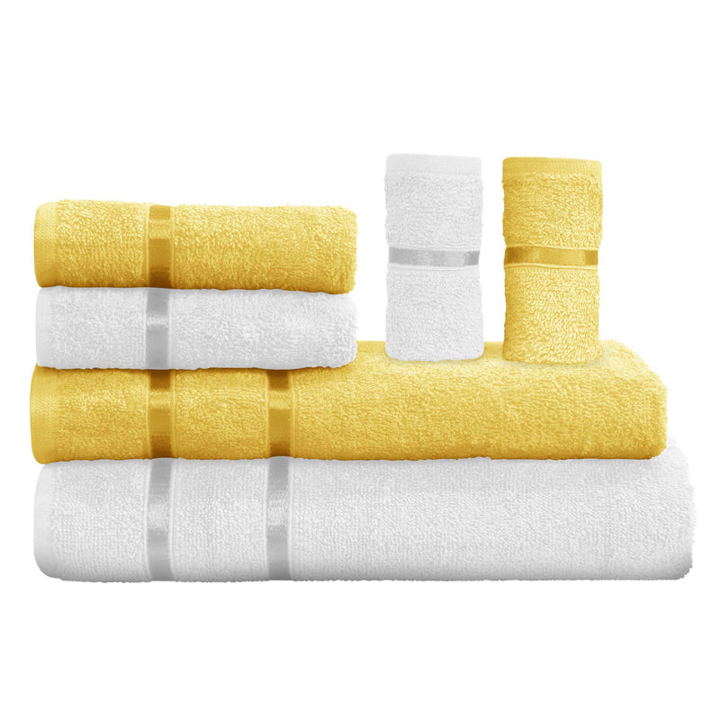 Story@Home Bath Towel Set - Premium Collection of 450 GSM Made with 100% Soft Cotton with Quick Dry Set of 6 Towels - White and Gold