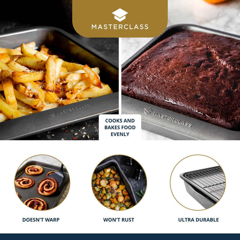 MasterClass Smart Space Stacking Non-Stick Bakeware Set for "thinKitchen":, 7 Piece Baking Trays, Gift Boxed