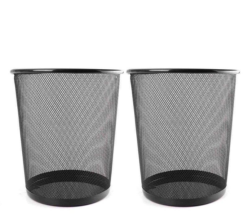 VeleSolv (Pack of 2 Metal Mesh Dustbin for Office use & Home/Multipurpose (Large, Black)