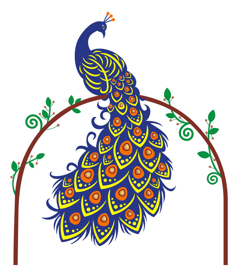 Decals Design 'Peacock Bird On Branch' Wall Sticker (PVC Vinyl, 60 cm x 90 cm), Multicolour