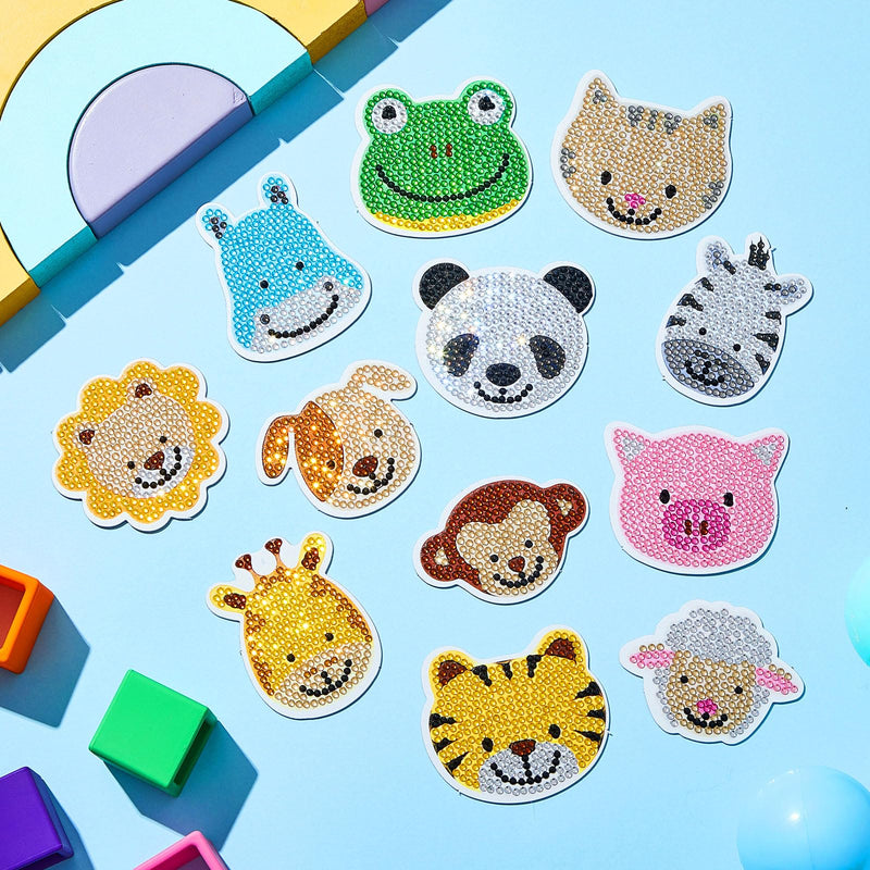 Xuhal 12 Pcs Animal Diamond Painting Magnets Cute Fridge Magnet for Kids Diamond Art Magnets DIY Refrigerator Magnets Refrigerator Stickers for Crafts Girls Adults Toddlers Boys Beginners Home