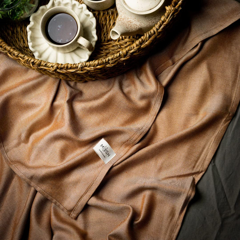 Mush Ultra-Soft, Light Weight & Thermoregulating, All Season 100% Bamboo Blanket & Dohar (Brown, Small - 3.33 x 4.5 ft)