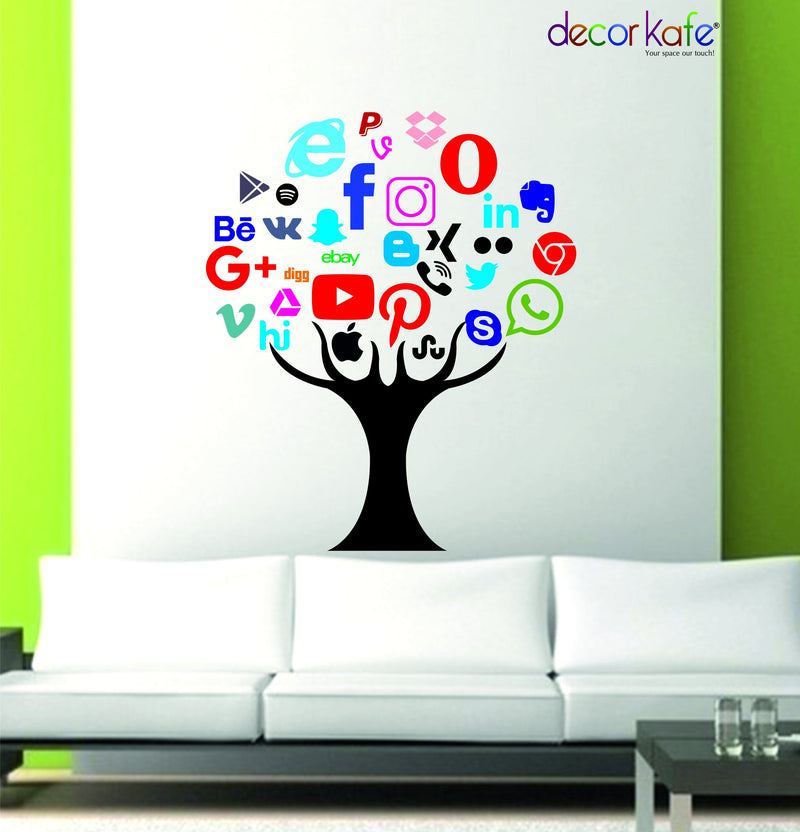 Sticker Hub Vinyl Social Media Network Concept Tree Icons Set Wall Decal Wall Stickers BS279