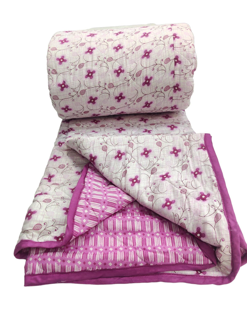 ans dohar Single Bed Cotton Reversible Dohar Single Bed Size | AC Blanket Comforter | Soft Light-Weight Bed Blanket (56 x 88 inch, Pink White Flowers Abstract, Pack of 1)