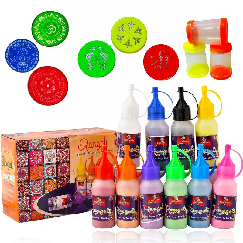 Lurister Rangoli Tool kit for Making Unique and Beautiful Rangoli Designs Round Jali Rangoli Stencils, Rangoli fillers, Rangoli outliner Pen Double line