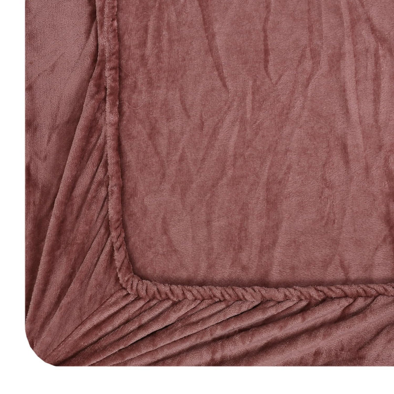 Subtlespreads Premium Solid Flannel Velvet Warm Elastic Fitted Bedsheets King Size with 2 Pillow Covers 72" x 78" - Bedsheets for Double Bed Winter Season (Onion Pink)