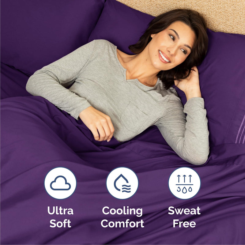 California King , Purple : California King Size Sheet Set - 4 Piece Set - Hotel Luxury Bed Sheets - Extra Soft - Deep Pockets - Easy Fit - Breathable & Cooling - Wrinkle Free - Comfy – Purple Plum Bed Sheets - Cali King