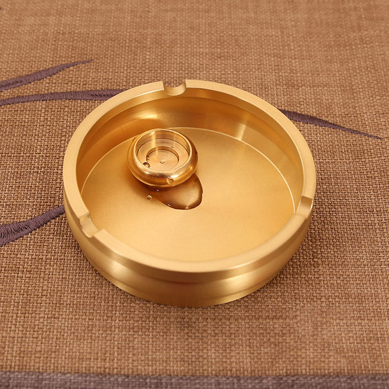 Brass Ashtray, Modern Style Brass Cigar Ashtray Easy Cleaning Portable for Home Office Desk Decoration