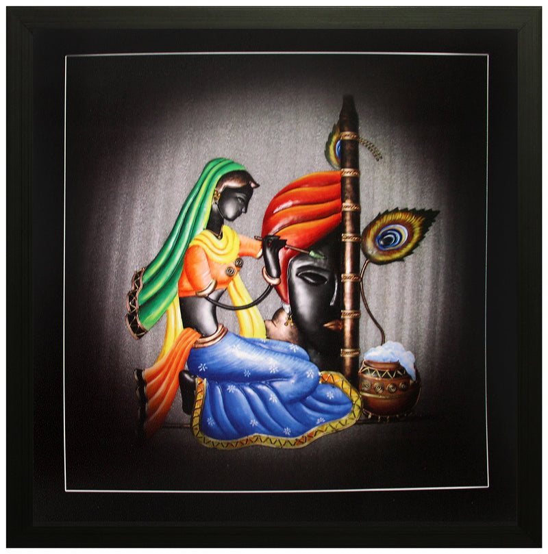 SAF Special Effect Textured Radhey Krishna Ji Painting (SANFO92, 30 cm x 3 cm x 30 cm) SANFO92