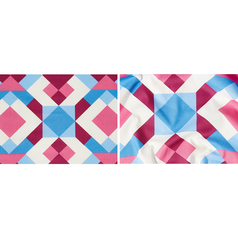 Amazon Brand - Solimo Kaleidoscope Dreams 144 TC 100% Cotton 1 Double Bedsheet with 2 Pillow Covers, Magenta and Blue