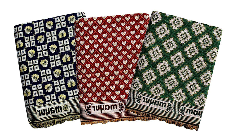 OMAJA HOME Solapur Chaddars 100% Cotton Daily use Single Bed Blanket Pack of 3 Design