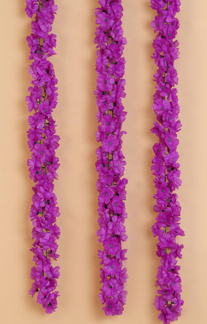 YFXOHAR 6 ft Artificial Hanging Wisteria Flower Vine Decoration for Home, Balcony, Party,Wedding Set of 3 (purple)