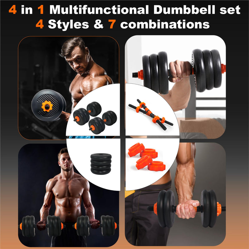 WATSON Premium Rubber Dumbbell Set For Men & Women Fitness, Dumbbell Set With 16Kg (1Kgx4, 3Kgx4) Rubber Weight Plates, Hard PVC 14" Dumbbell Rods, Foam Gripper