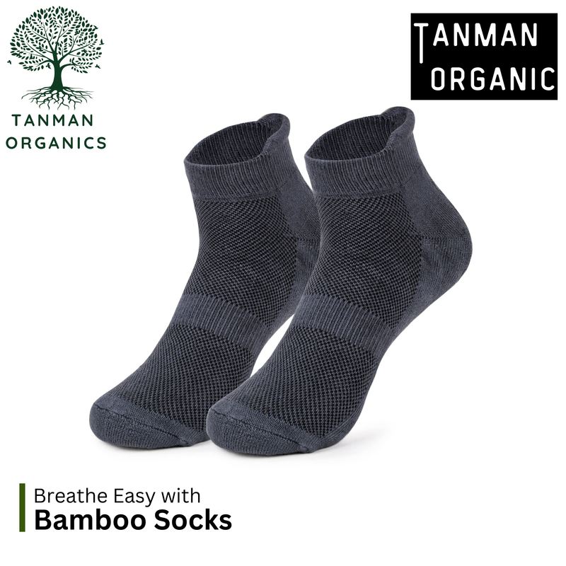 Tanman Organics Bamboo Fiber Unisex Ankle Socks (Odour Free) - Steel Grey