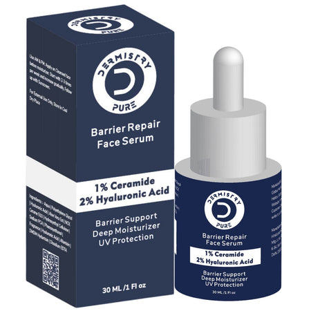 Dermistry 1% Ceramide Peptides + 2% Hyaluronic Acid Best  Barrier Repair Face Serum for Sensitive & Dry Skin Skin Glowing Hydrating Soothing Deep Moisturizer UV Protection 30ml