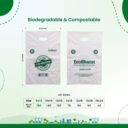 Biodegradable and Compostable D-cut Carry Bags 8x12(200pcs)