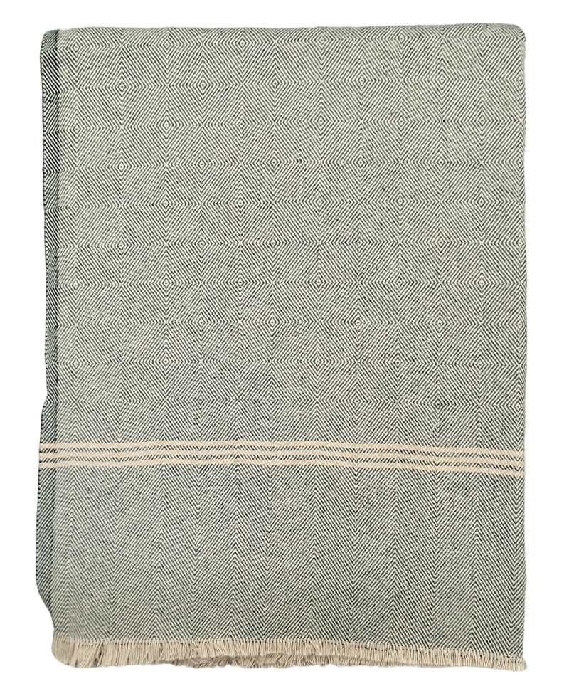 Arvore Bunkaar Plain Pure Handloom Khes - 100% Desi Thick and Heavy Cotton Khes/Summer Blanket/Chadar/Yoga Blanket (Wavy Dark Green)