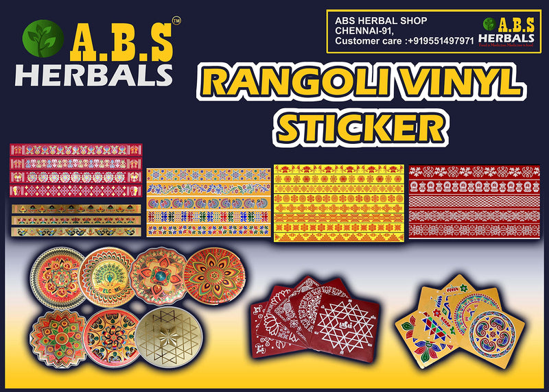 ABS HERBALS:Rangoli Sticker, Kolam Sticker for : Wall, Tile, Floor, Steel Sticker[Model:MB1,MP4]