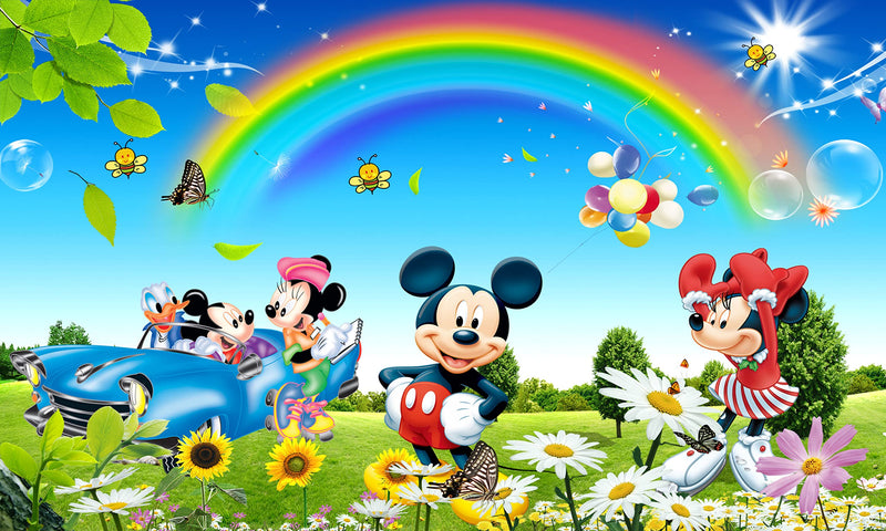 LANSTICK Micky Mouse Sky Rainbow Background Wall Sticker