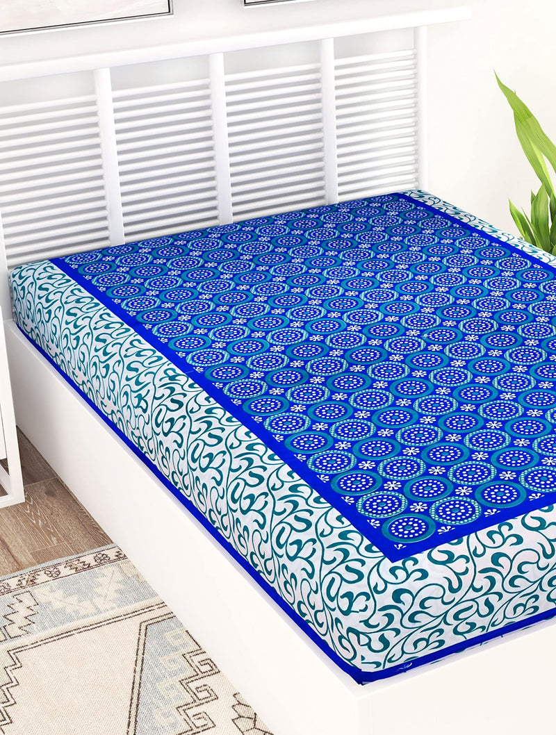 Bombay Spreads Cotton 144 TC Bedsheet (Blue_Single)