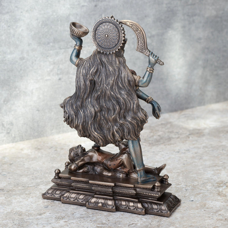 Veronese Design 7 3/4 Inch Kali Hindu Goddess Standing On Lord Shiva Cold Cast Resin Bronze Finish Statue