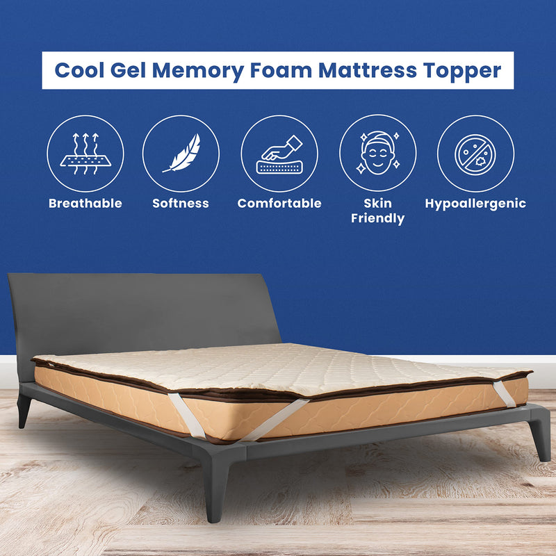 COZYMATE Cool Gel Memory Foam Mattress Topper Single Bed 72x30x2 Inch, Foam Sheet for Bed, Mattress Padding for Neck, Back & Shoulder Pain Relief, Bed Topper (Off White)