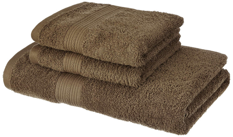 Amazon Brand - Solimo 100% Cotton 3 Piece Towel Set, 500 GSM (Sepia Brown)