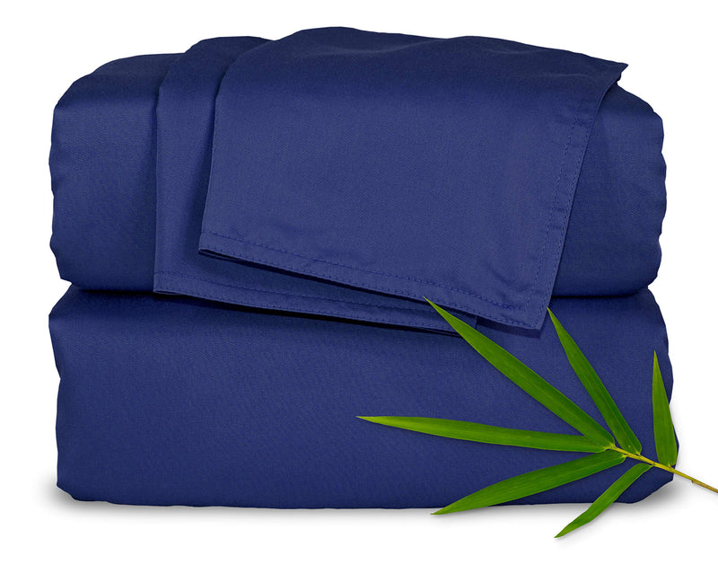 Pure Bamboo Sheets King Size Bed Sheets 4 Piece Set, 100% Organic Bamboo, Luxuriously Soft & Cooling, Double Stitching, 16" Deep Pockets, 1 Fitted, 1 Flat, 2 Pillowcases (King, Cobalt Blue)