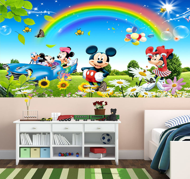 LANSTICK Micky Mouse Sky Rainbow Background Wall Sticker