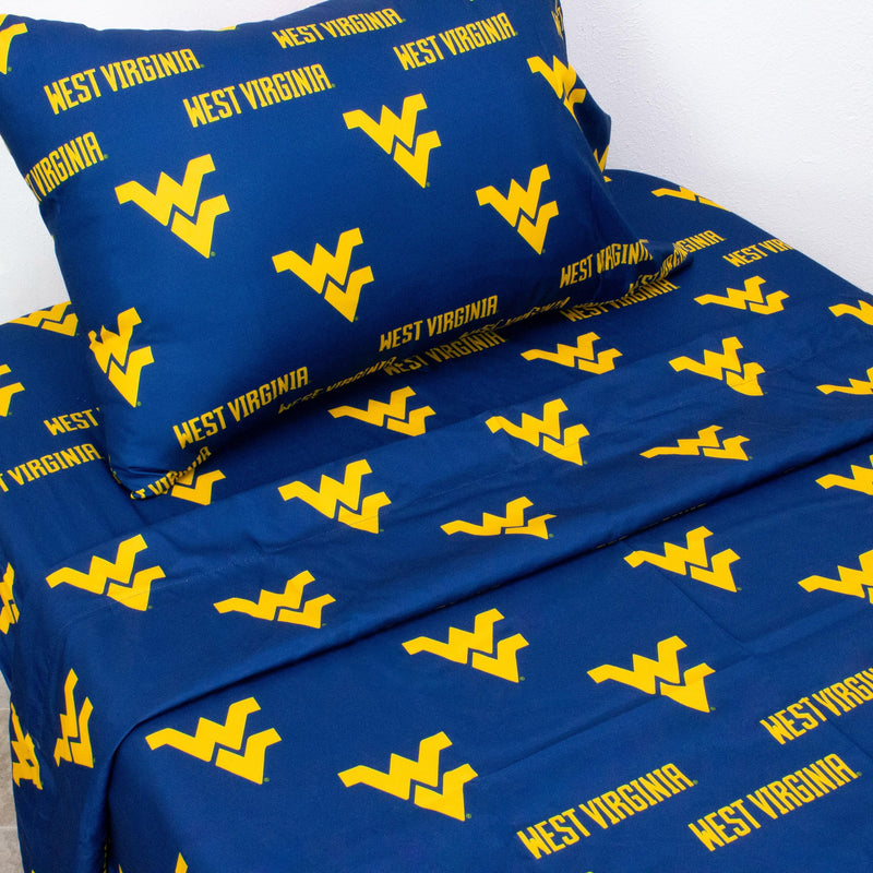 College Covers West Virginia Mountaineers Sheet Set, Twin, Team Colors